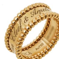Pre Owned Van Cleef & Arpels Perlée Signature 18K Yellow Gold Band Ring Size 52