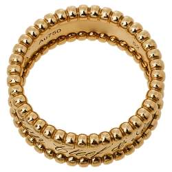 Pre Owned Van Cleef & Arpels Perlée Signature 18K Yellow Gold Band Ring Size 52