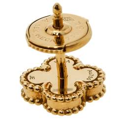 Pre Owned Van Cleef & Arpels Sweet Alhambra Mother of Pearl 18K Yellow Gold Stud Earrings