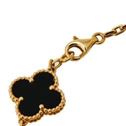 Pre Owned Van Cleef & Arpels Vintage Alhambra Onyx 18K Yellow Gold 5 Motifs Bracelet