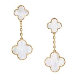 Pre Owned Van Cleef & Arpels Magic Alhambra Mother of Pearl 18K Yellow Gold 2 Motifs Earrings
