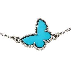 Pre Owned Van Cleef & Arpels Sweet Alhambra Butterfly Turquoise 18K White Gold Bracelet