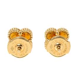 Pre Owned Van Cleef & Arpels Sweet Alhambra Mother of Pearl 18K Yellow Gold Stud Earrings