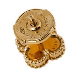 Pre Owned Van Cleef & Arpels Sweet Alhambra Mother of Pearl 18K Yellow Gold Stud Earrings