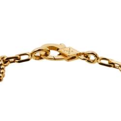 Pre Owned Van Cleef & Arpels Vintage Alhambra 5 Motif Blue Agate 18K Yellow Gold Station Bracelet