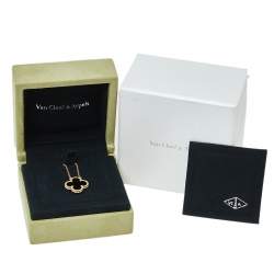 Pre Owned Van Cleef & Arpels Vintage Alhambra Onyx 18K Yellow Gold Pendant Necklace 