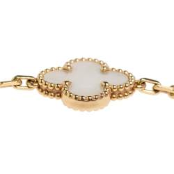 Pre Owned Van Cleef & Arpels Vintage Alhambra Mother of Pearl 18K Yellow Gold 5 Motif bracelet