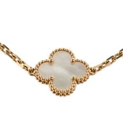 Pre Owned Van Cleef & Arpels Vintage Alhambra Mother of Pearl 18K Yellow Gold 5 Motif bracelet