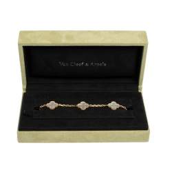 Pre Owned Van Cleef & Arpels Vintage Alhambra Mother of Pearl 18K Yellow Gold 5 Motif bracelet