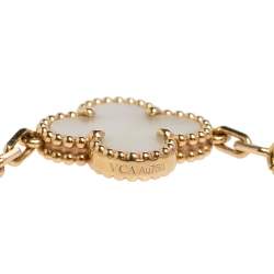 Pre Owned Van Cleef & Arpels Vintage Alhambra Mother of Pearl 18K Yellow Gold 5 Motif bracelet