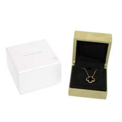 Pre Owned Van Cleef & Arpels Vintage Alhambra 18K Yellow Gold Onyx Pendant Necklace