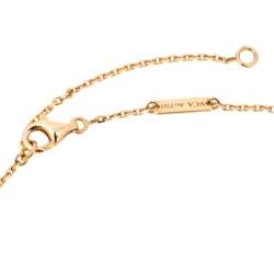 Pre Owned Van Cleef & Arpels Vintage Alhambra Onyx 18k Yellow Gold Pendant Necklace