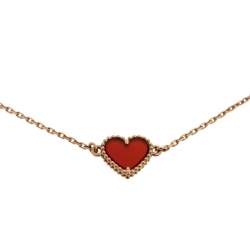 مملوكة مسبقًا Van Cleef & Arpels Sweet Alhambra Carnelian Heart 18K Rose Gold Bracelet