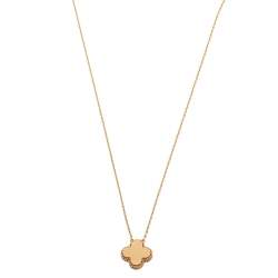 مملوكة مسبقًا Van Cleef & Arpels Vintage Alhambra Blue Inlay Diamond 18K Yellow Gold Pendant Necklace