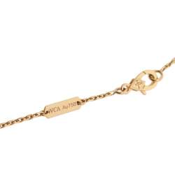 مملوكة مسبقًا Van Cleef & Arpels Vintage Alhambra Blue Inlay Diamond 18K Yellow Gold Pendant Necklace