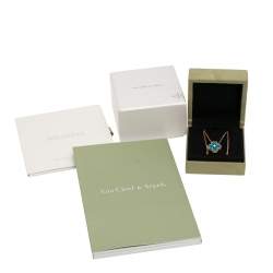 مملوكة مسبقًا Van Cleef & Arpels Vintage Alhambra Blue Inlay Diamond 18K Yellow Gold Pendant Necklace