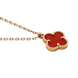 مملوكة مسبقًا Van Cleef & Arpels Sweet Alhambra Carnelian Heart 18K Rose Gold Necklace