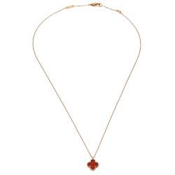 مملوكة مسبقًا Van Cleef & Arpels Sweet Alhambra Carnelian Heart 18K Rose Gold Necklace