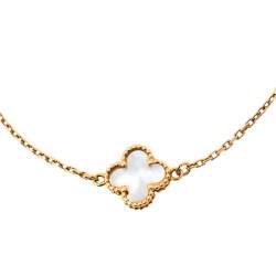 Pre Owned Van Cleef & Arpels Sweet Alhambra Mother of Pearl 18K Yellow Gold Bracelet