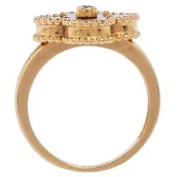 Pre Owned خاتم فان كليف آند اربلز فينتدج الهامبرا عقيق أحمر وألماس وذهب أصفر عيار 18 مقاس أوروبي 52