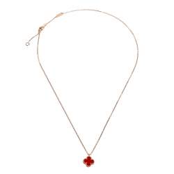 مملوكة مسبقًا Van Cleef & Arpels Sweet Alhambra Carnelian 18K Rose Gold Pendant Necklace 