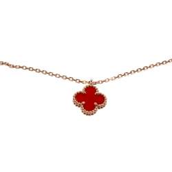 مملوكة مسبقًا Van Cleef & Arpels Sweet Alhambra Carnelian 18K Rose Gold Pendant Necklace 