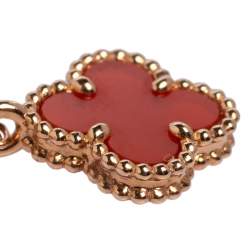 مملوكة مسبقًا Van Cleef & Arpels Sweet Alhambra Carnelian 18K Rose Gold Pendant Necklace 