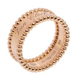 Pre Owned Van Cleef & Arpels Perlee Signature 18K Yellow Gold Band Ring 55