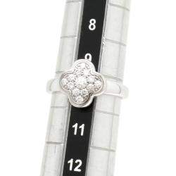 Pre Owned Van Cleef & Arpels Vintage Alhambra 18K White Gold Diamond Ring Size EU 50