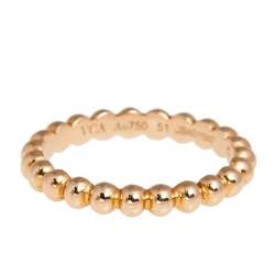 Pre Owned Van Cleef & Arpels Perlee Pearls of 18K Rose Gold Medium Band Ring Size 51