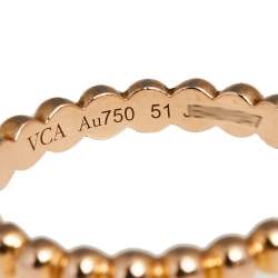 Pre Owned Van Cleef & Arpels Perlee Pearls of 18K Rose Gold Medium Band Ring Size 51