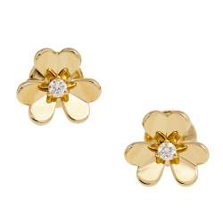 Pre Owned أقراط فان كليف أند آربلز فريفول ميني موديل ألماس لذهب الأصفر عيار 18 