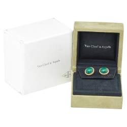 Pre Owned أقراط فان كليف أند آربلز بيرليه كيلور ملاكيت ذهب الأصفر عيار 18