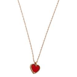 مملوكة مسبقًا Van Cleef & Arpels Sweet Alhambra Carnelian Heart 18K Rose Gold Pendant Necklace