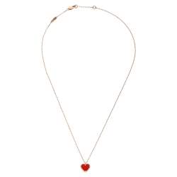مملوكة مسبقًا Van Cleef & Arpels Sweet Alhambra Carnelian Heart 18K Rose Gold Pendant Necklace