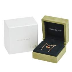 Pre Owned Van Cleef & Arpels Sweet Alhambra Carnelian 18K Rose Gold Pendant Necklace