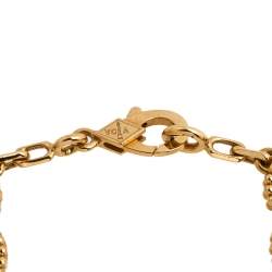 Pre Owned Van Cleef & Arpels Vintage Alhambra 5 Motif Mother of Pearl 18K Yellow Gold Station Bracelet