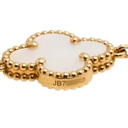 Pre Owned Van Cleef & Arpels Vintage Alhambra 5 Motif Mother of Pearl 18K Yellow Gold Station Bracelet