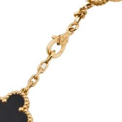 مملوكة مسبقًا Van Cleef & Arpels Vintage Alhambra Onyx 20 Motif 18K Yellow Gold Long Station Necklace