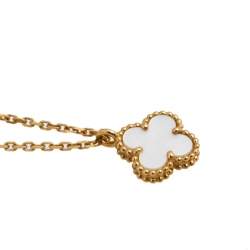 Pre Owned Van Cleef & Arpels Sweet Alhambra Mother of Pearl 18K Yellow Gold Pendant Necklace