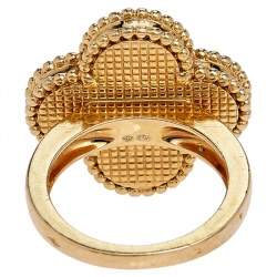 Pre Owned خاتم فان كليف & أربيلز ذهب أصفر عيار 18 صدف رمادي ماجيك ألهامبرا 49