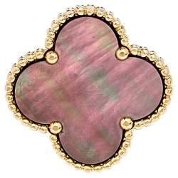 Pre Owned خاتم فان كليف & أربيلز ذهب أصفر عيار 18 صدف رمادي ماجيك ألهامبرا 49