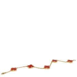 Pre Owned Van Cleef & Arpels Alhambra Carnelian 18K Yellow Gold Bracelet 19