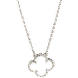 Pre Owned Van Cleef & Arpels Alhambra Chalcedony 18K White Gold Necklace 