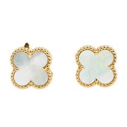 Pre Owned أقراط فان كليف & آربلز فينتيدج ألامبرا صدف وذهب أصفر عيار 18 