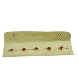 Pre Owned Van Cleef & Arpels Vintage Alhambra Carnelian 18K Yellow Gold 5-Motif Station Bracelet