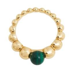 Pre Owned خاتم فان كليف & آربلز بيرليه كولورز فاريشن مالاكيت ذهب أصفر عيار 18 مقاس 51