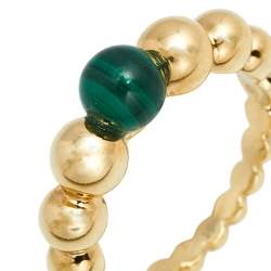 Pre Owned خاتم فان كليف & آربلز بيرليه كولورز فاريشن مالاكيت ذهب أصفر عيار 18 مقاس 51