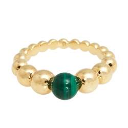 Pre Owned خاتم فان كليف & آربلز بيرليه كولورز فاريشن مالاكيت ذهب أصفر عيار 18 مقاس 51