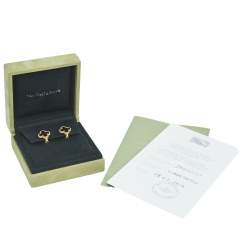 Pre Owned Van Cleef & Arpels Vintage Alhambra Onyx 18k Yellow Gold Stud Earrings